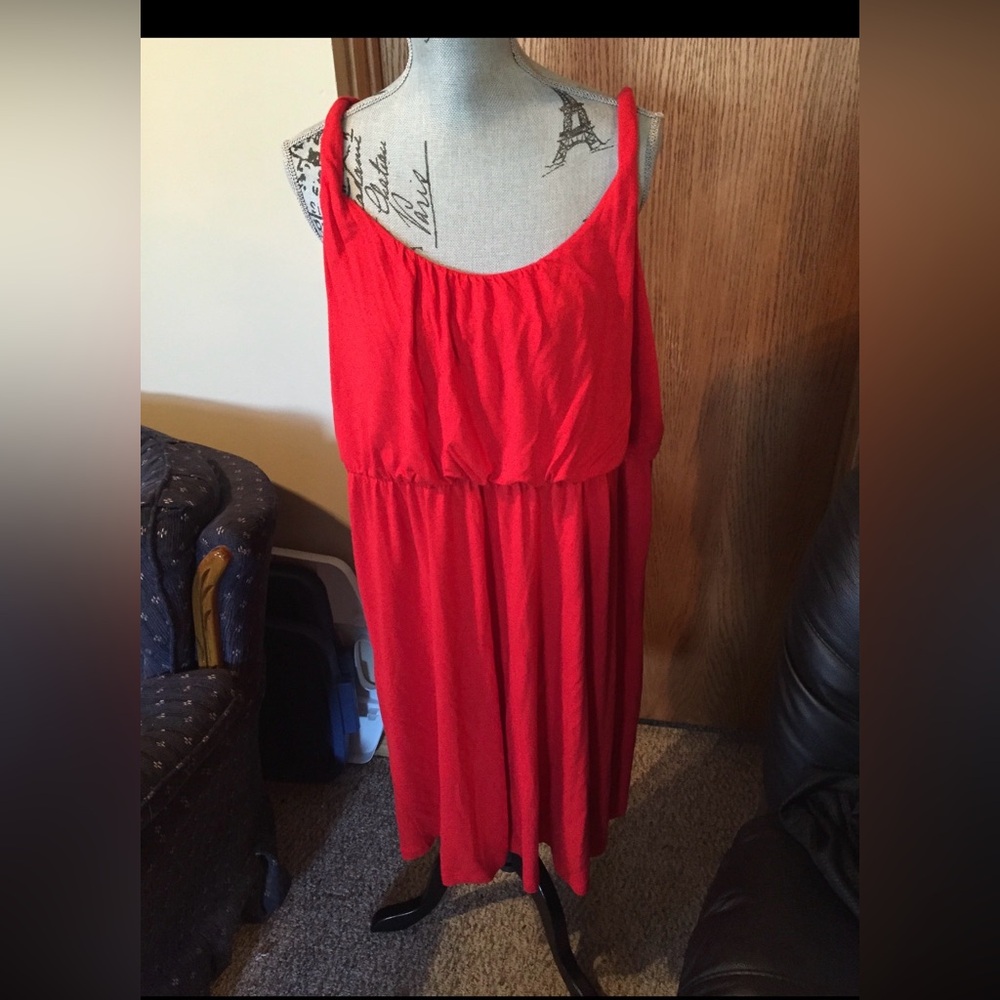 Cute red bubble dress empire waist